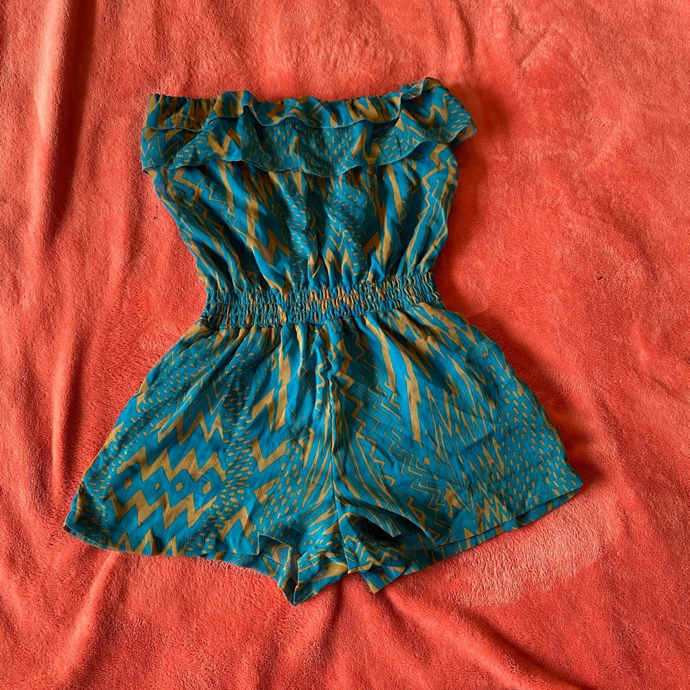 Multi Colored Strapless Romper